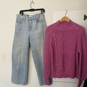 Sold as a set-Sundance Pink Knit Sweater and Banana Republic Jeans